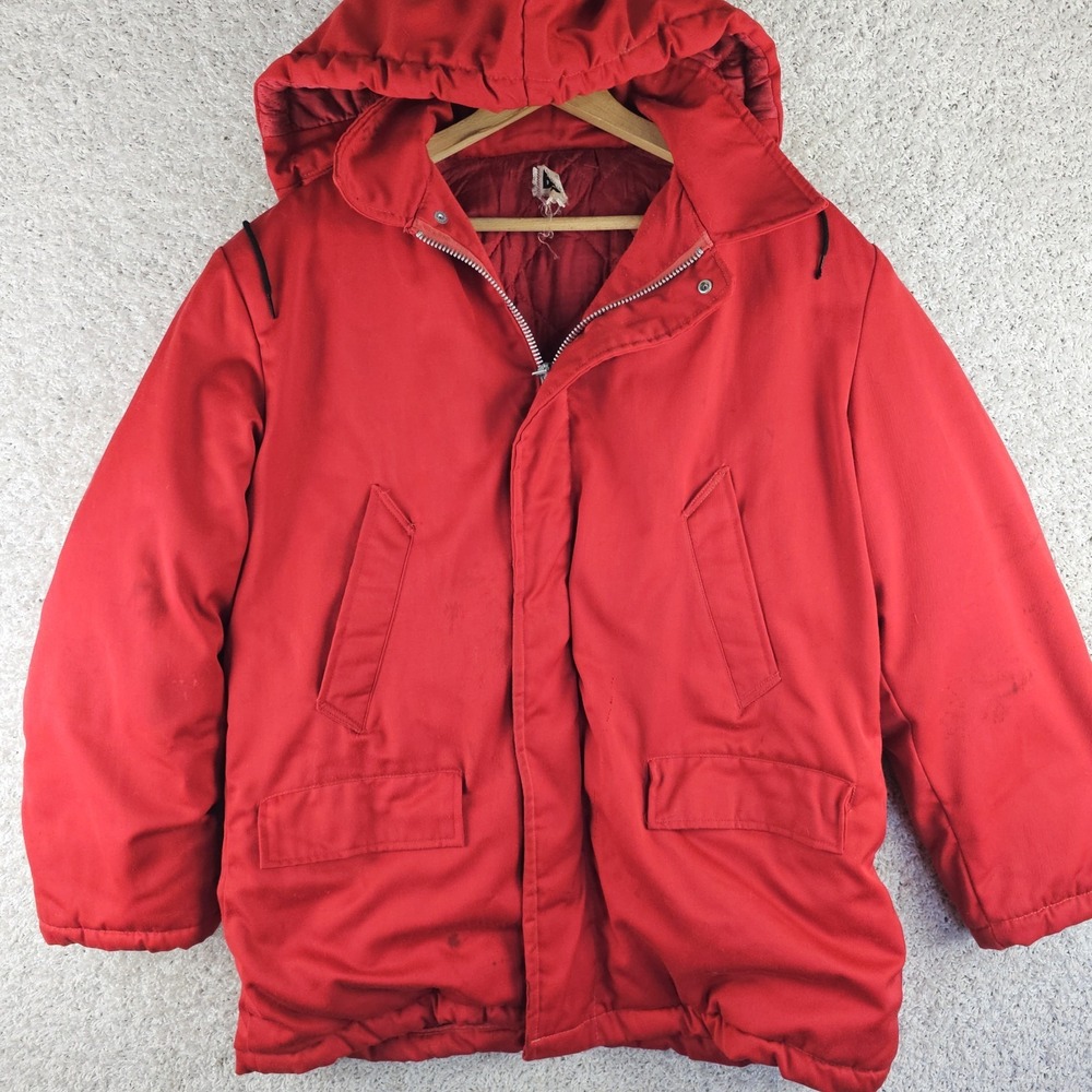 Vintage 80s Type B34 Red Extreme Cold Military Jacket Parka Sz XL Conmar Zip